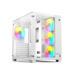 VALUE-TOP VT-V3W FULL WHITE DUAL-CHAMBER ATX GAMING CASING W 1xUSB3.0, 2xUSD2.0, HD AUDIO, FRONT & LEFT SIDE TEMPERED GLASS